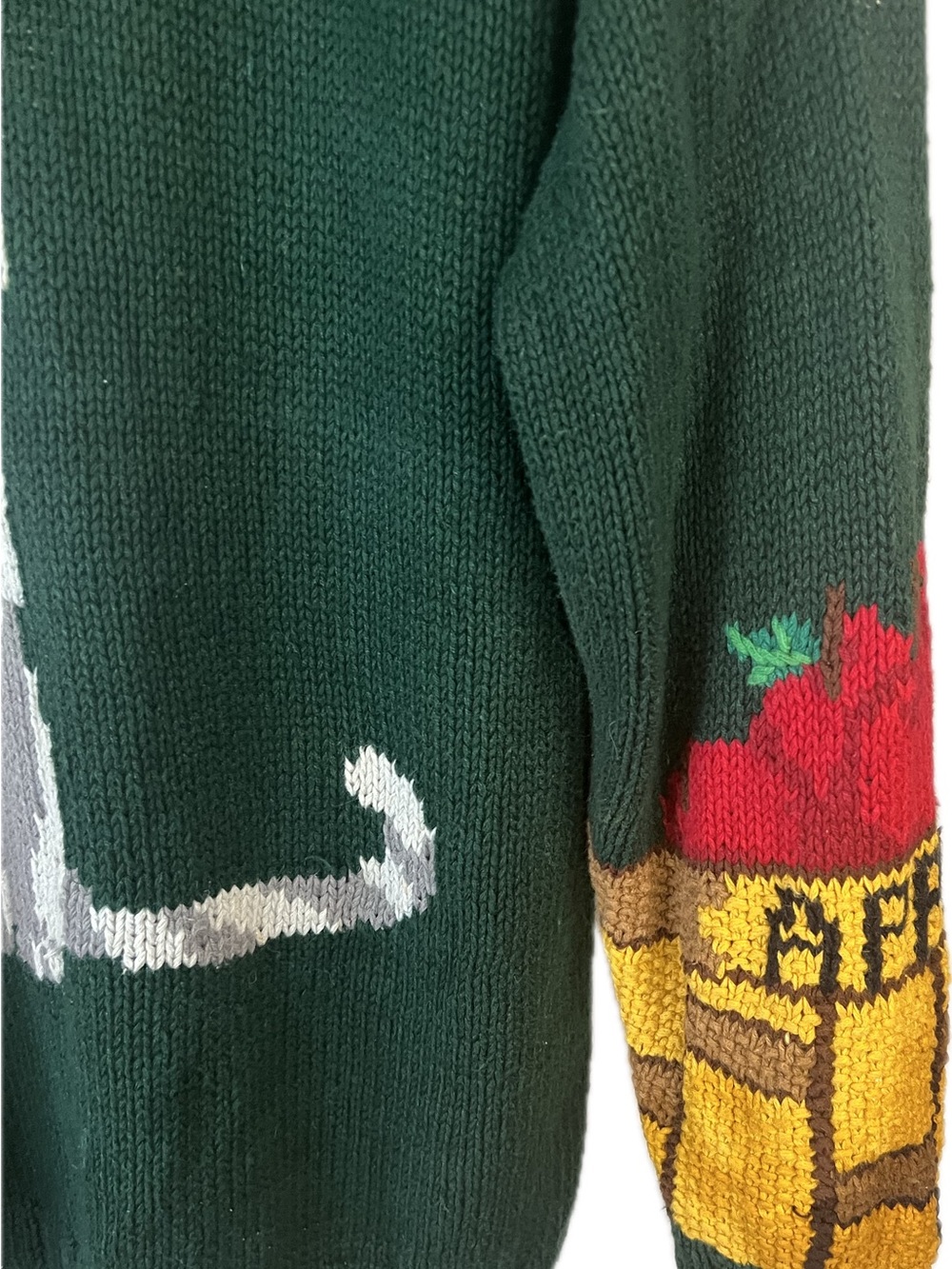 Alexandra Bartlett Vtg 80’s Maximalist Hand Knit/embroidered cat/food cardigan - Picture 3 of 15